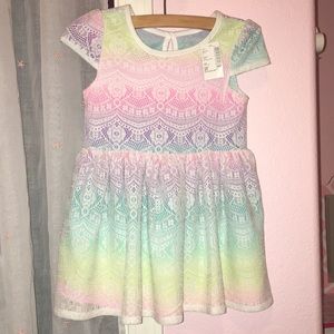 Toddler rainbow lace white dress 2T